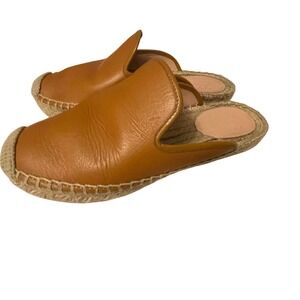 J. Crew Tan Leather Mule espadrilles Jute‎ Sole 6 Buttery leather casual summer